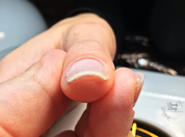 Clean manicure is key to long lasting result!
